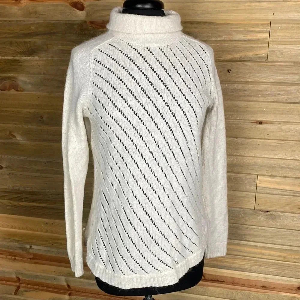 Lou & Grey Cream Mock Neck Sweater Size Small 0865
